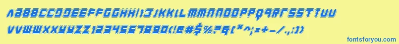 フォントYoungtechsai – 青い文字が黄色の背景にあります。