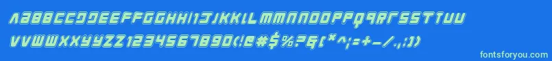 Youngtechsai Font – Green Fonts on Blue Background