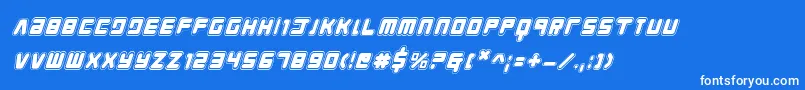 Youngtechsai-Schriftart – Weiße Schriften auf blauem Hintergrund