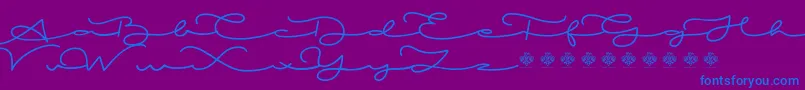 Czcionka MiamorDemo – niebieskie czcionki na fioletowym tle