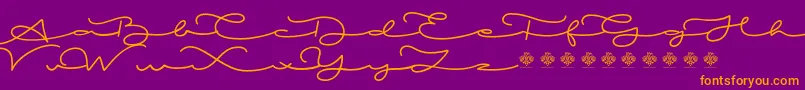 MiamorDemo-fontti – oranssit fontit violetilla taustalla