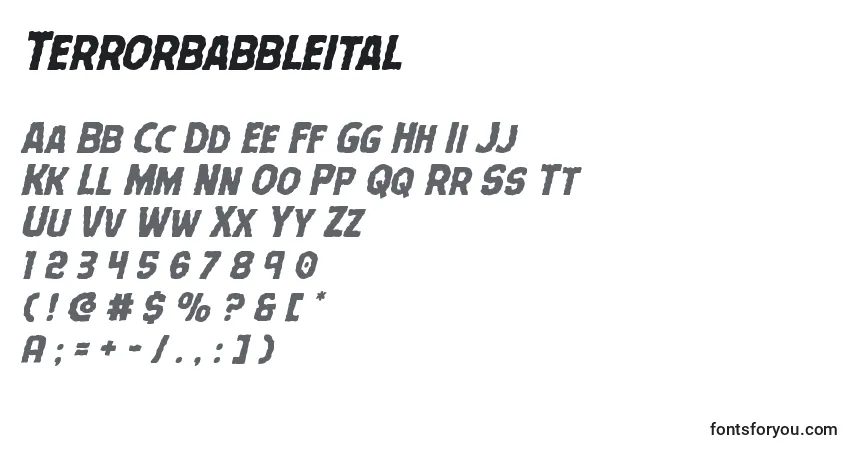 Шрифт Terrorbabbleital – алфавит, цифры, специальные символы