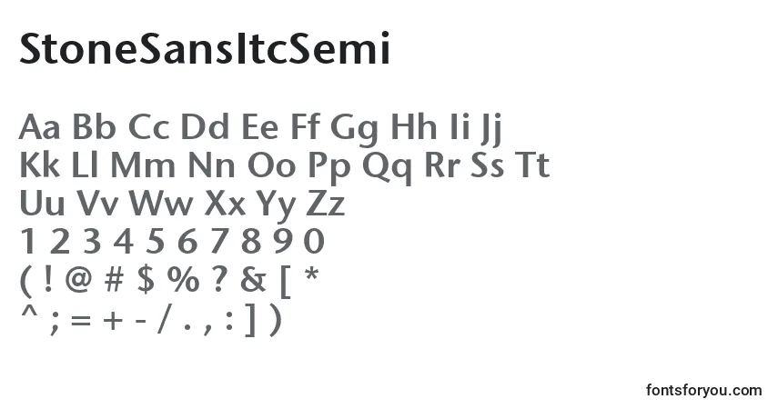 A fonte StoneSansItcSemi – alfabeto, números, caracteres especiais