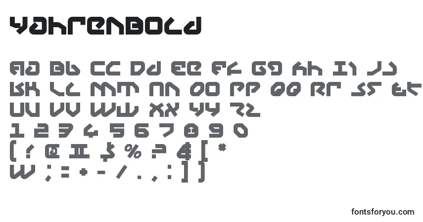 Шрифт YahrenBold – алфавит, цифры, специальные символы