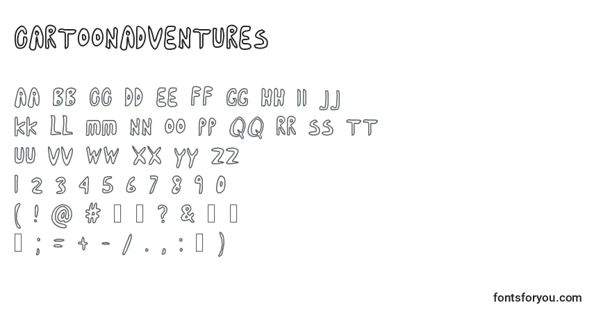 Schriftart CartoonAdventures – Alphabet, Zahlen, spezielle Symbole