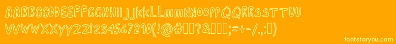 CartoonAdventures-Schriftart – Gelbe Schriften auf orangefarbenem Hintergrund
