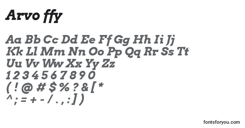 Schriftart Arvo ffy – Alphabet, Zahlen, spezielle Symbole