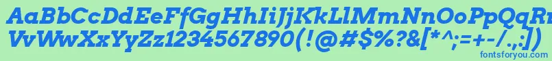 フォントArvo ffy – 青い文字は緑の背景です。