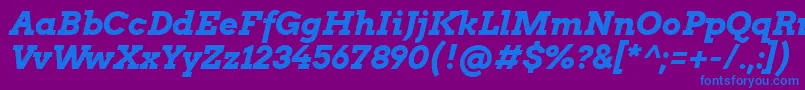 フォントArvo ffy – 紫色の背景に青い文字