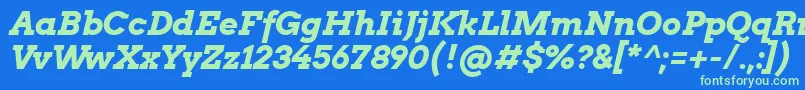 フォントArvo ffy – 青い背景に緑のフォント