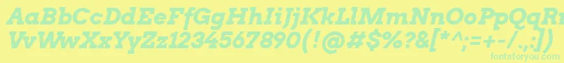 フォントArvo ffy – 黄色い背景に緑の文字