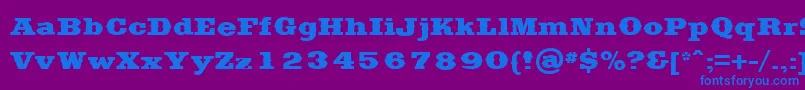 SaddlebagBlack-Schriftart – Blaue Schriften auf violettem Hintergrund