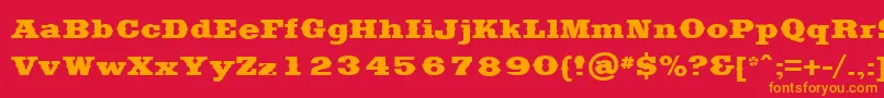 SaddlebagBlack-fontti – oranssit fontit punaisella taustalla