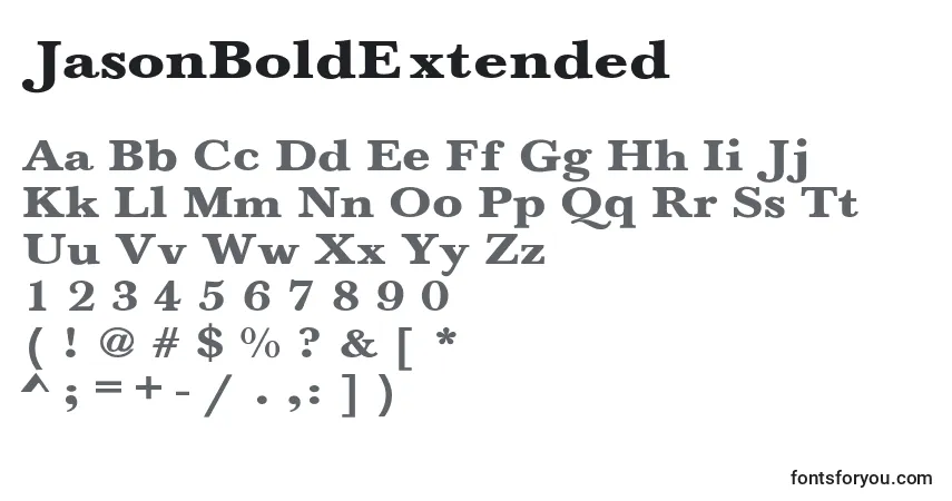 Czcionka JasonBoldExtended – alfabet, cyfry, specjalne znaki