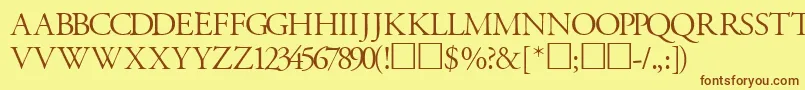 GaramondtitlingcapssskRegular Font – Brown Fonts on Yellow Background