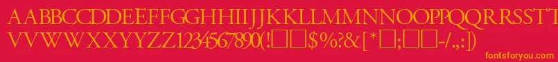 GaramondtitlingcapssskRegular Font – Orange Fonts on Red Background