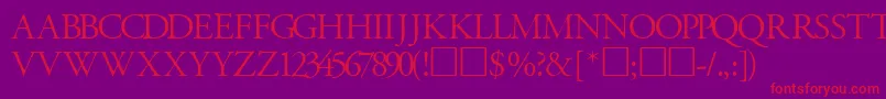 GaramondtitlingcapssskRegular Font – Red Fonts on Purple Background