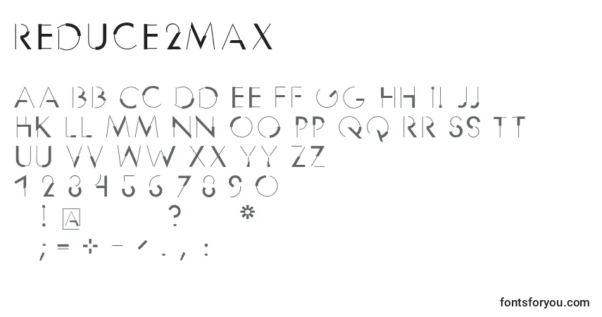 A fonte Reduce2max – alfabeto, números, caracteres especiais