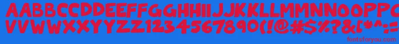 ToonCats Font – Red Fonts on Blue Background