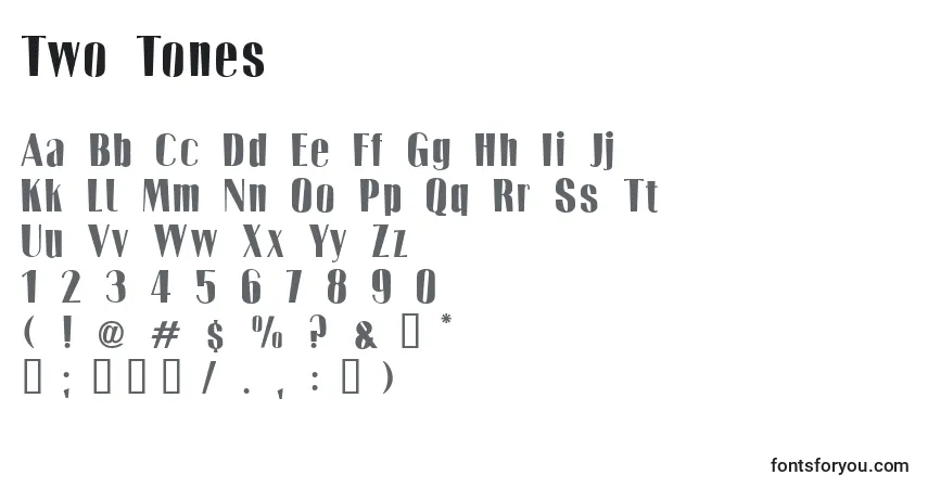 A fonte Two Tones – alfabeto, números, caracteres especiais