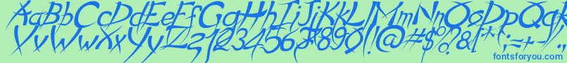 Czcionka PsychoItalic – niebieskie czcionki na zielonym tle