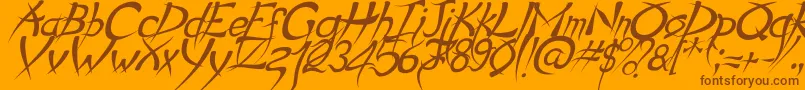 フォントPsychoItalic – オレンジの背景に茶色のフォント