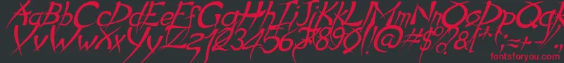 Czcionka PsychoItalic – czerwone czcionki na czarnym tle