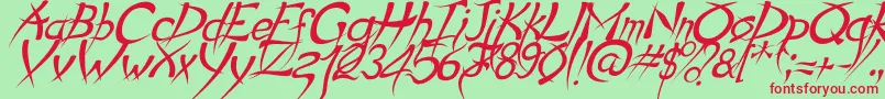 PsychoItalic-Schriftart – Rote Schriften auf grünem Hintergrund