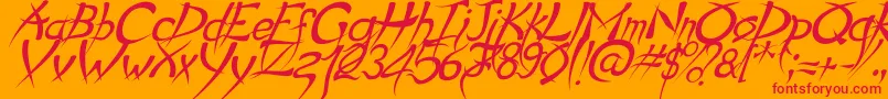 PsychoItalic-Schriftart – Rote Schriften auf orangefarbenem Hintergrund