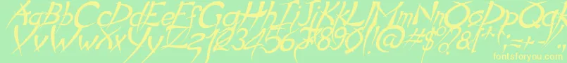 PsychoItalic-Schriftart – Gelbe Schriften auf grünem Hintergrund