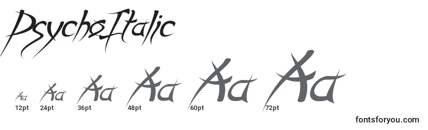 PsychoItalic Font Sizes