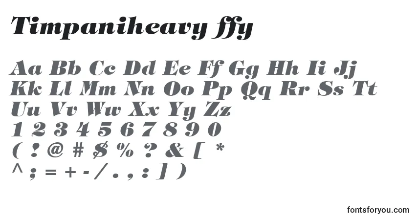 A fonte Timpaniheavy ffy – alfabeto, números, caracteres especiais