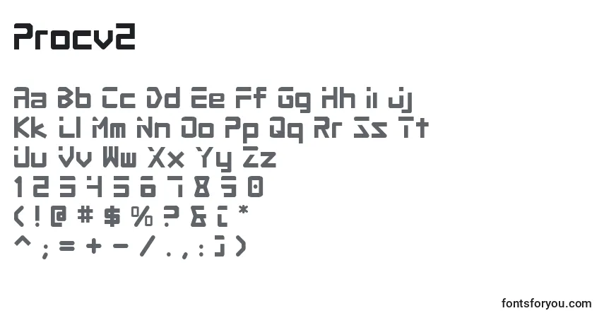 A fonte Procv2 – alfabeto, números, caracteres especiais