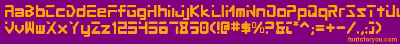 Procv2-Schriftart – Orangefarbene Schriften auf violettem Hintergrund