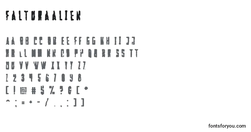 Шрифт Falturaalien – алфавит, цифры, специальные символы