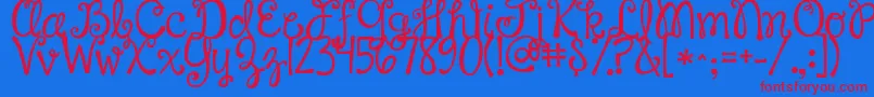 Jandahappyday-Schriftart – Rote Schriften auf blauem Hintergrund