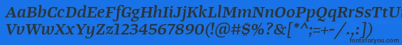 TangerserifwideSemibolditalic Font – Black Fonts on Blue Background