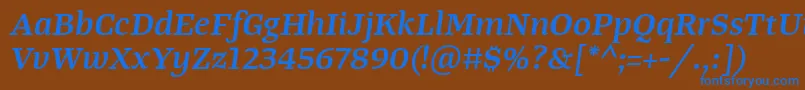 TangerserifwideSemibolditalic Font – Blue Fonts on Brown Background