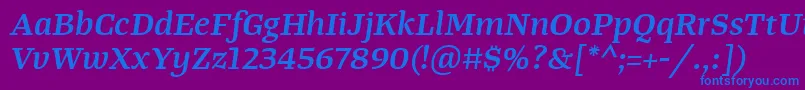 TangerserifwideSemibolditalic Font – Blue Fonts on Purple Background