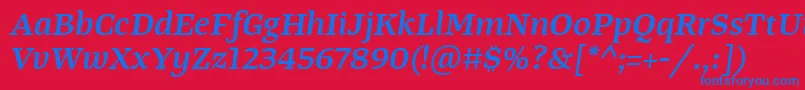 TangerserifwideSemibolditalic Font – Blue Fonts on Red Background