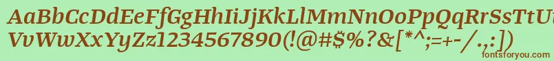 TangerserifwideSemibolditalic Font – Brown Fonts on Green Background