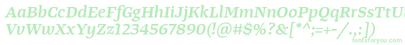 TangerserifwideSemibolditalic Font – Green Fonts on White Background