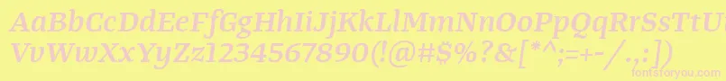 TangerserifwideSemibolditalic Font – Pink Fonts on Yellow Background