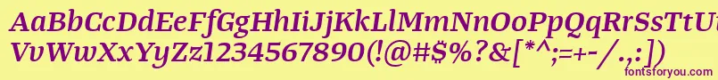 TangerserifwideSemibolditalic Font – Purple Fonts on Yellow Background