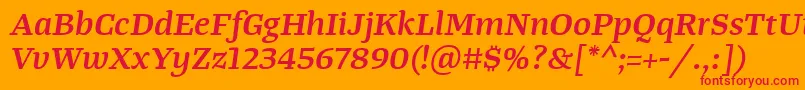 TangerserifwideSemibolditalic Font – Red Fonts on Orange Background