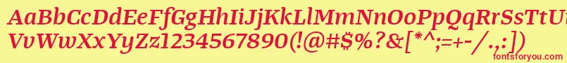 TangerserifwideSemibolditalic Font – Red Fonts on Yellow Background