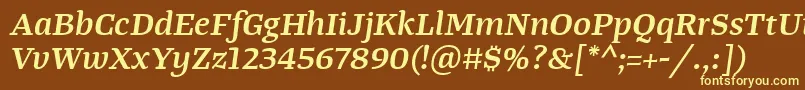 TangerserifwideSemibolditalic Font – Yellow Fonts on Brown Background