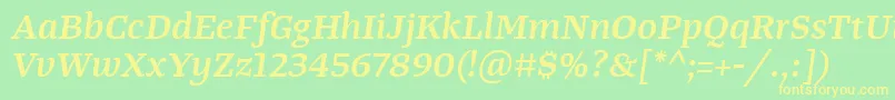 TangerserifwideSemibolditalic Font – Yellow Fonts on Green Background