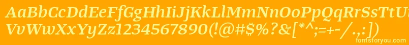 TangerserifwideSemibolditalic Font – Yellow Fonts on Orange Background