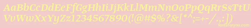 TangerserifwideSemibolditalic Font – Yellow Fonts on Pink Background